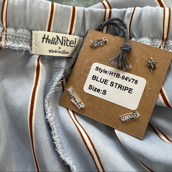 Hello Nite! Revolve Satin Pinstripe Pajama Pants Ankle Slits & Pockets Size S - Picture 6 of 6